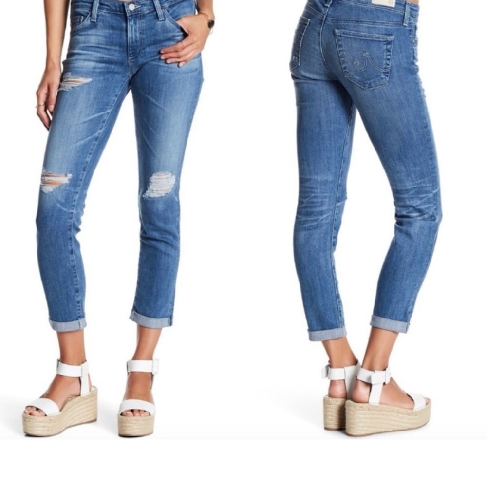 AG Adriano Goldschmied Stilt Roll Up Cigarette Distressed Jeans Size 27